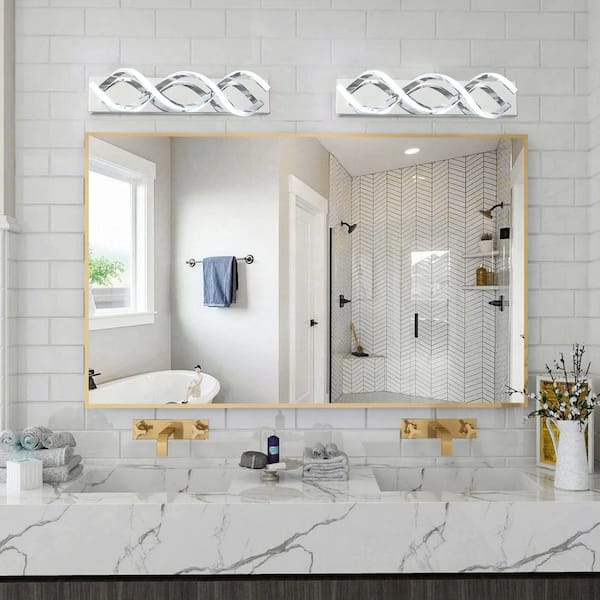 23.6 in. 2-Light Vanity Light LED Modern DNA Design Wave Chrome Bathroom LED