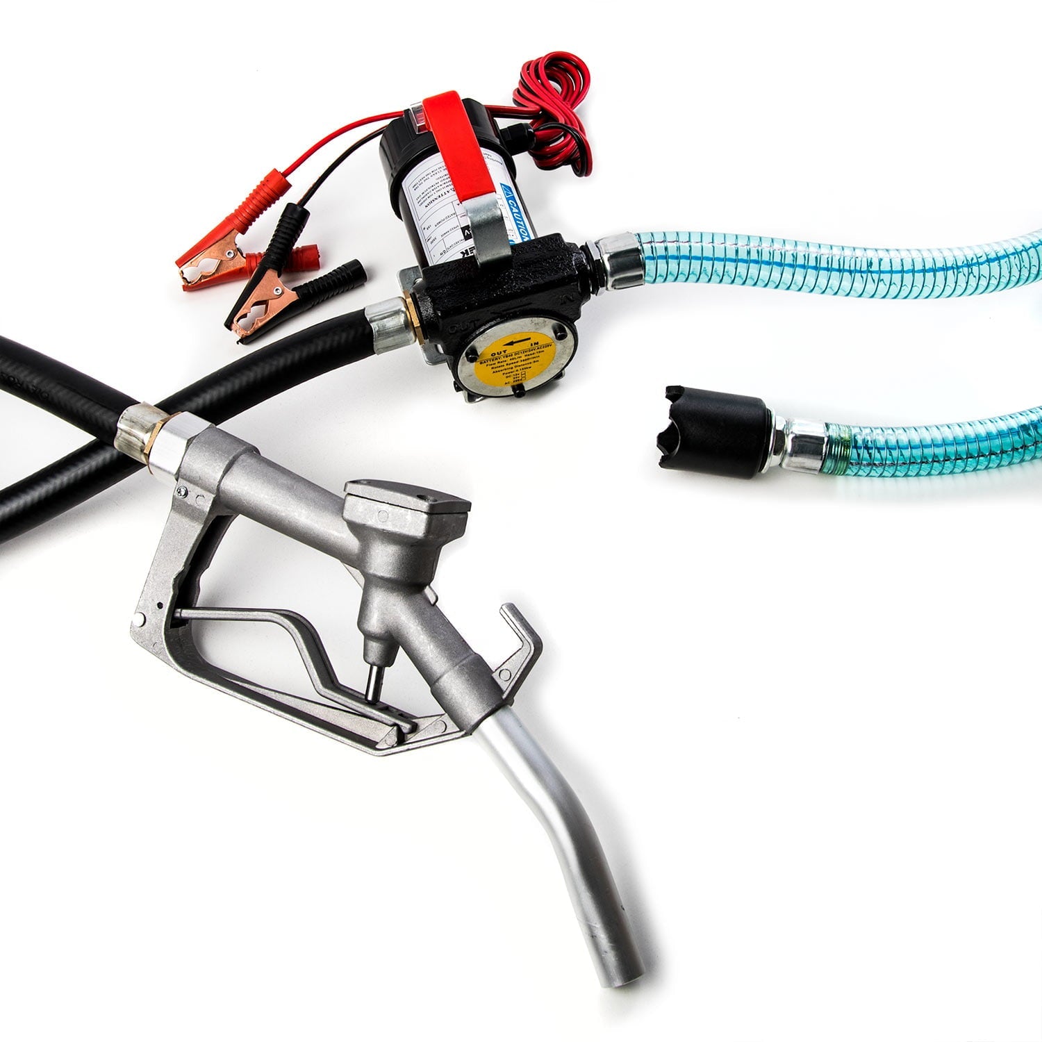 Kapsco Moto FTP-5050 12V 10 GMP Fuel Transfer Pump with Suction Hose & Fuel Pump Nozzle