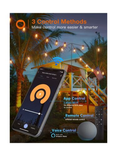 addlon 48FT Smart Outdoor String Lights with APP & Remote Control, Works with...