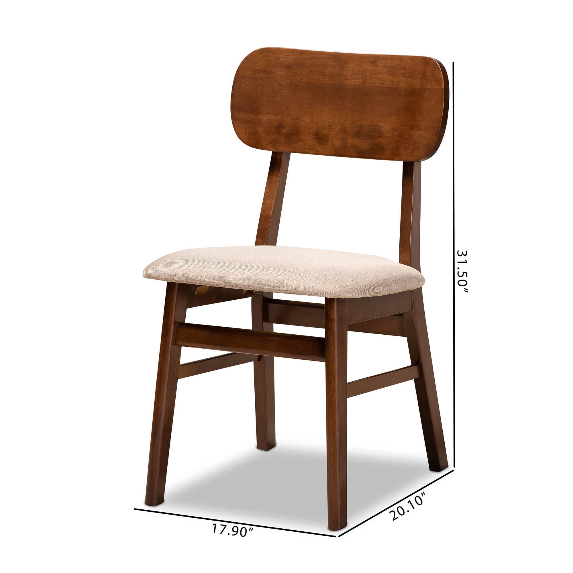 Baxton Studio Euclid Dining Chair, Set of 2, Sand