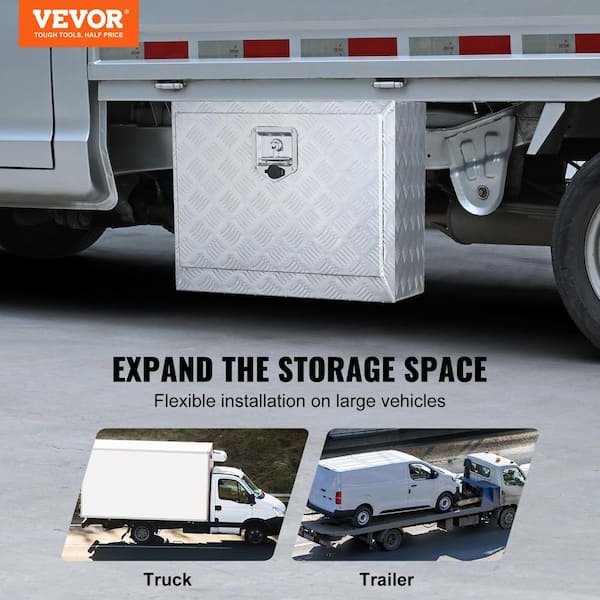 24 in. x 17 in. x 18 in. Underbody Truck Tool Box Aluminum Pickup Storage Box with Lock Keys Latch for Truck Van Trailer
