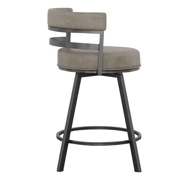 Gene 24 in. Charcoal Low Back Metal Swivel Bar Stool