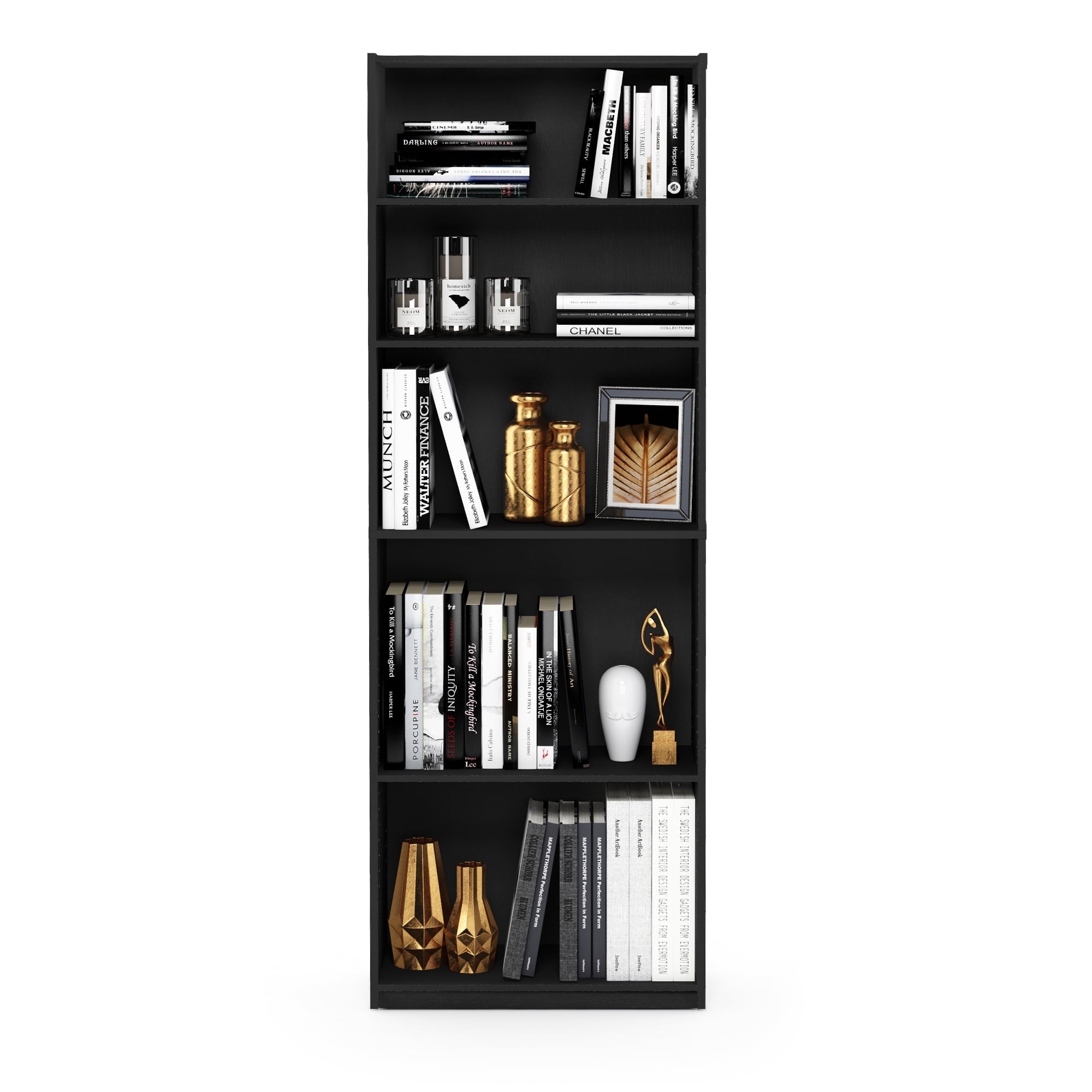 Furinno JAYA Simply Home 5-Shelf Bookcase, Black