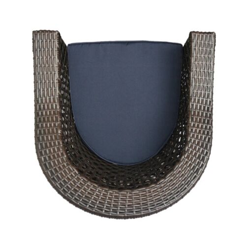 Noble House Big Sur Patio Swivel Chair Wicker with Cushion Multi-Brown/Na<wbr/>vy Blue