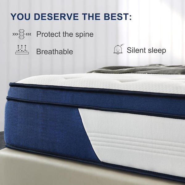 Queen Medium Innerspring Mattress Hybrid Pocket Spring 12 in. Bed-in-a-Box Mattress