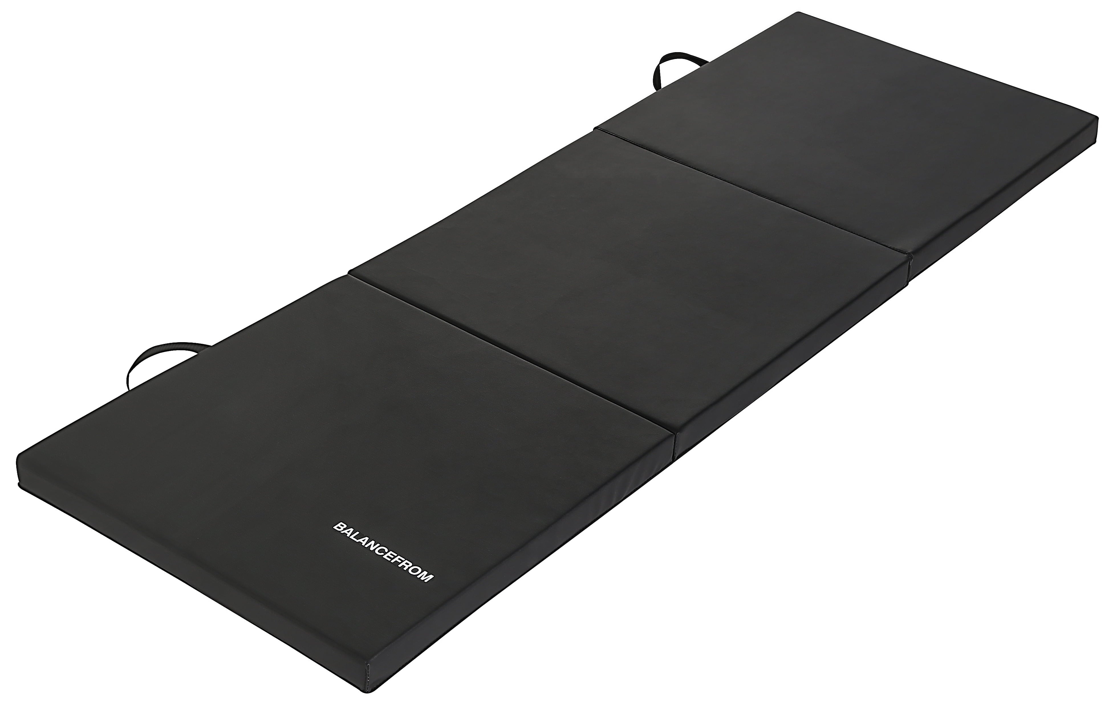 BalanceFrom 6 Ft. x 2 Ft. x 2 In. Three Fold Folding Exercise Mat with Carrying Handles for MMA, Gymnastics and Home Gym, Black