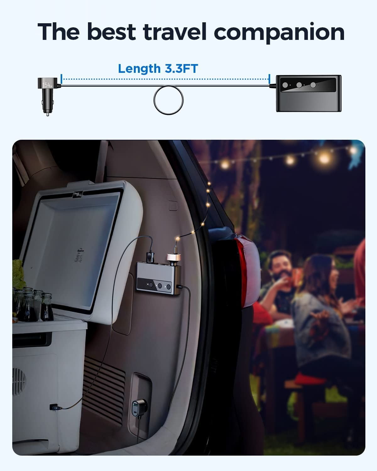 JOYROOM 3 Socket Car Cigarette Lighter Adapter, 154W PD & QC 3.0 Fast USB Car Charger, 12V/24V DC Outlet Cigarette Lighter Splitter with Individual Switches for All Car Devices