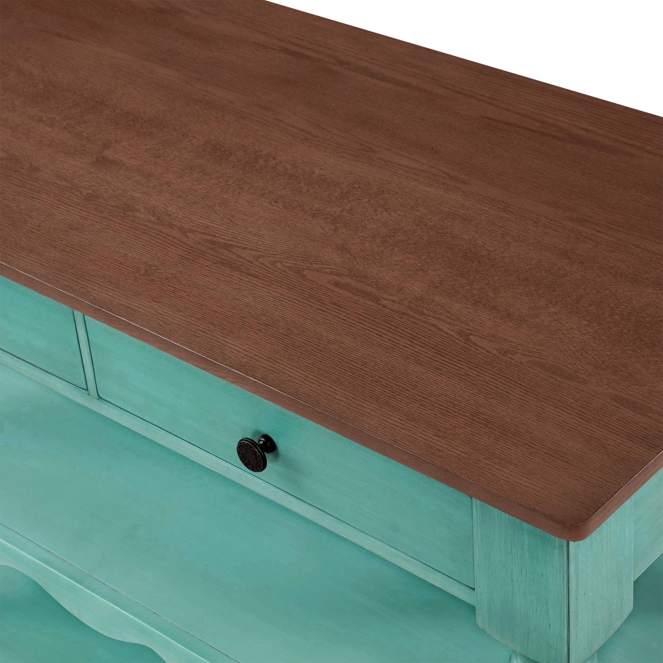 The Pioneer Woman Kitchen Island Made With Solid Wood Frame, Teal