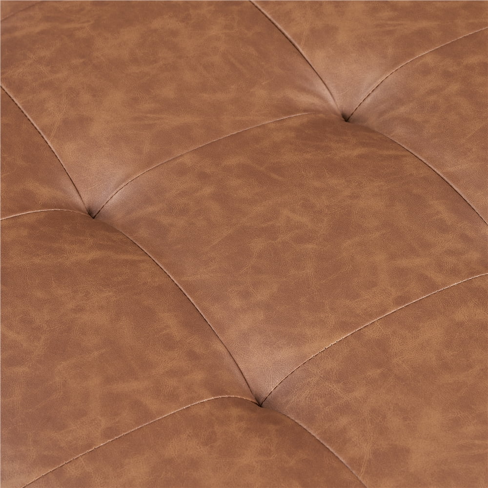 Easyfashion Convertible Faux Leather Futon Chaise Lounge, White