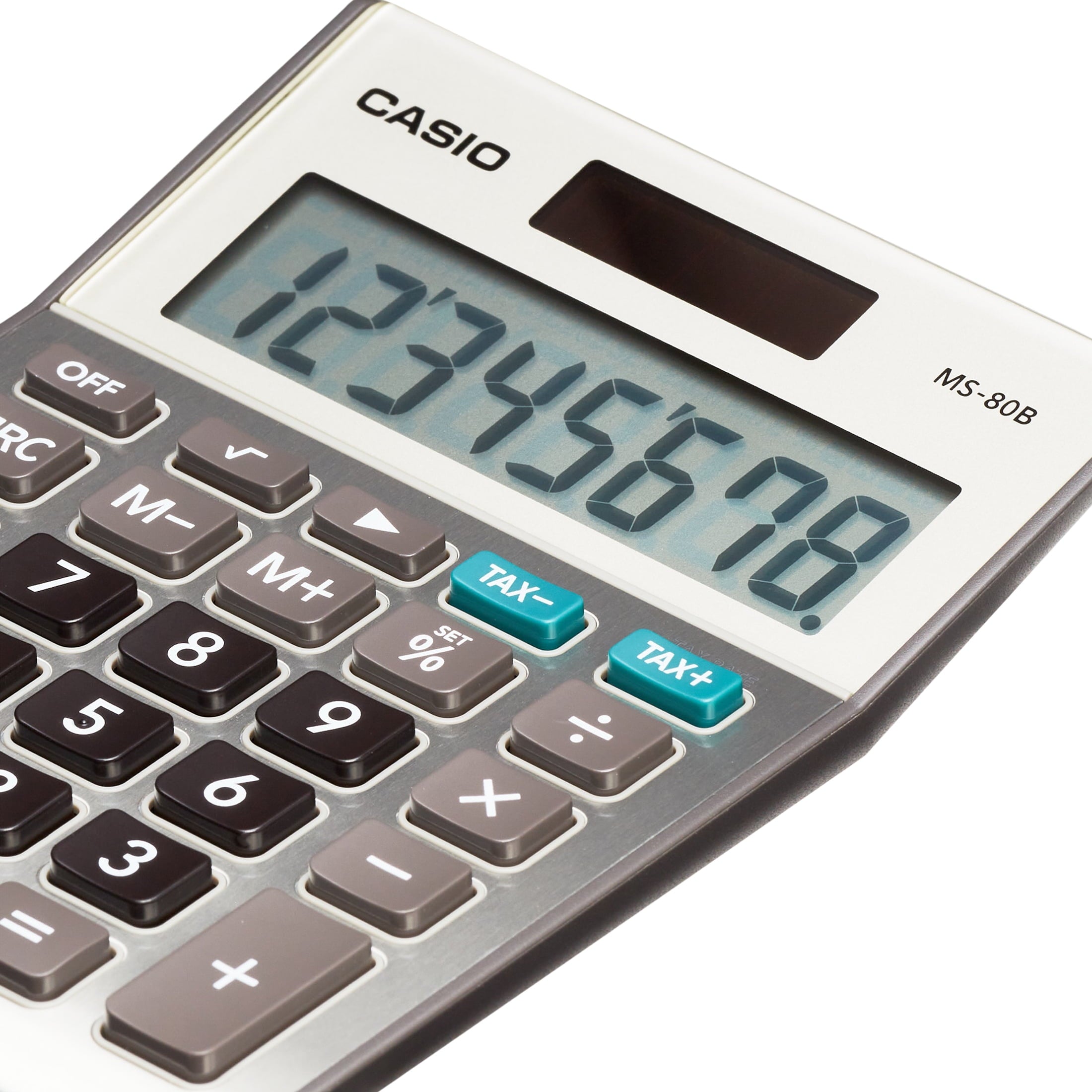 Casio MS-80B 8-Digit Desktop Calculator, Dual Power, Extra Large LCD Display, Satin Nickel