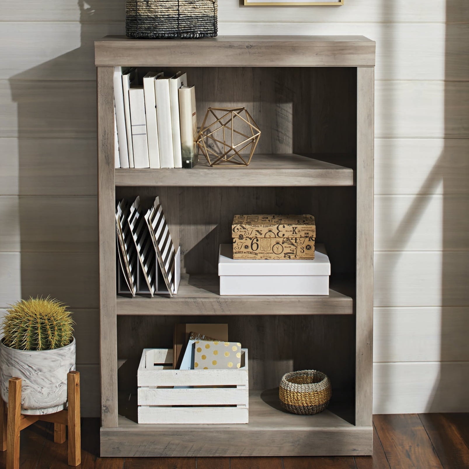 Better Homes & Gardens Glendale 3 Shelf Bookcase, Rustic Gray Finish