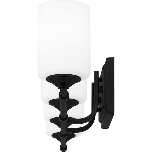 Darlington 29.5 in. 4-Light Matte Black Vanity Light with Frosted Opal Glass Shades