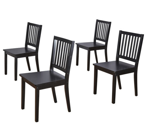 Dining Chair Set of 4 Black Sturdy Rubberwood Construction with Black