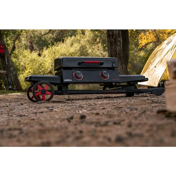 Daytona 2-Burner 21 in. Propane Gas Griddle with Foldable Cart in Black