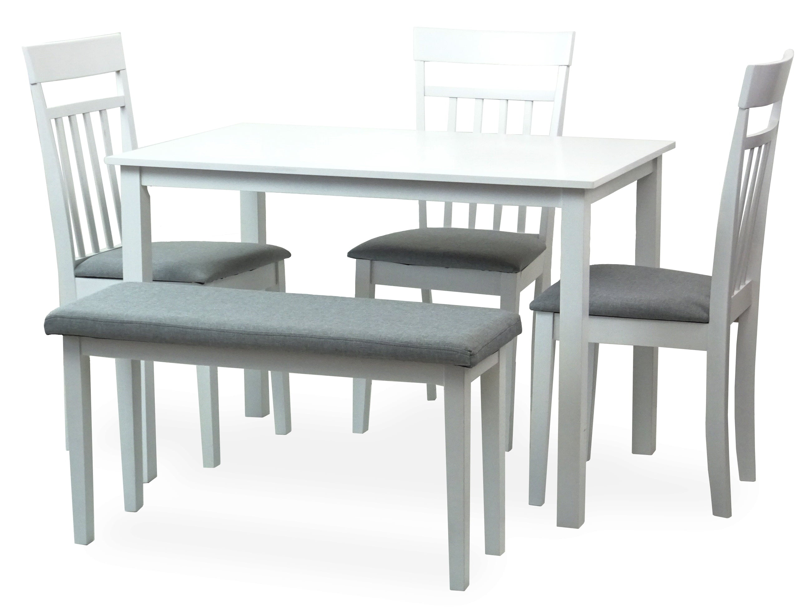 Dining Kitchen Solid Wooden Bench Stained Classic Design Padded Seat in White Finish