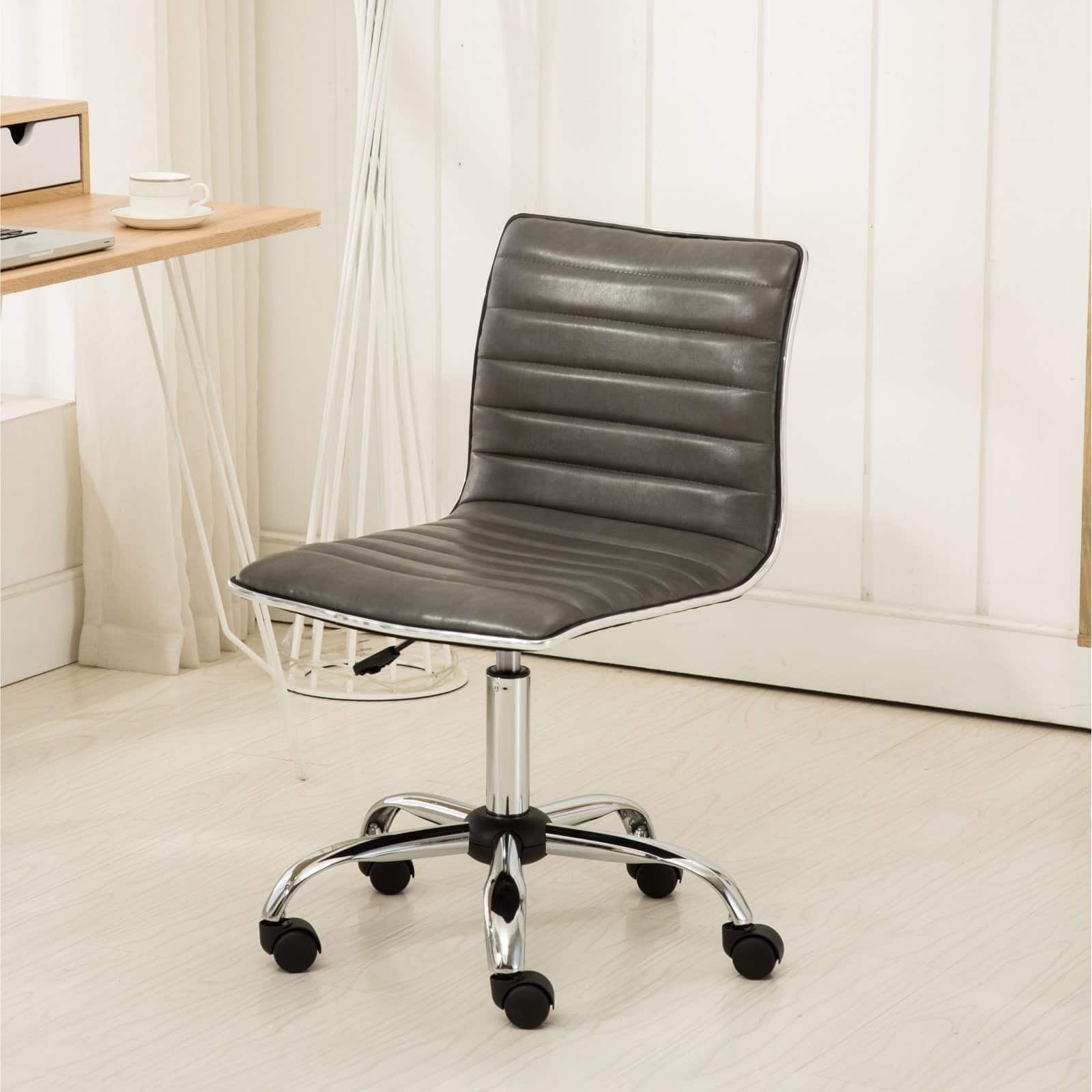 Roundhill Furniture Fremo Chromel Adjustable Air Lift Office Chair, Gray