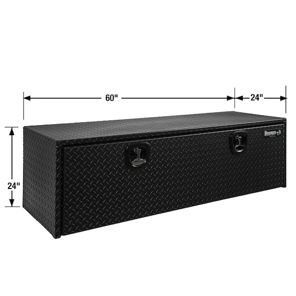 24 in. x 24 in. x 60 in. Gloss Black Diamond Tread Aluminum Underbody Truck Tool Box