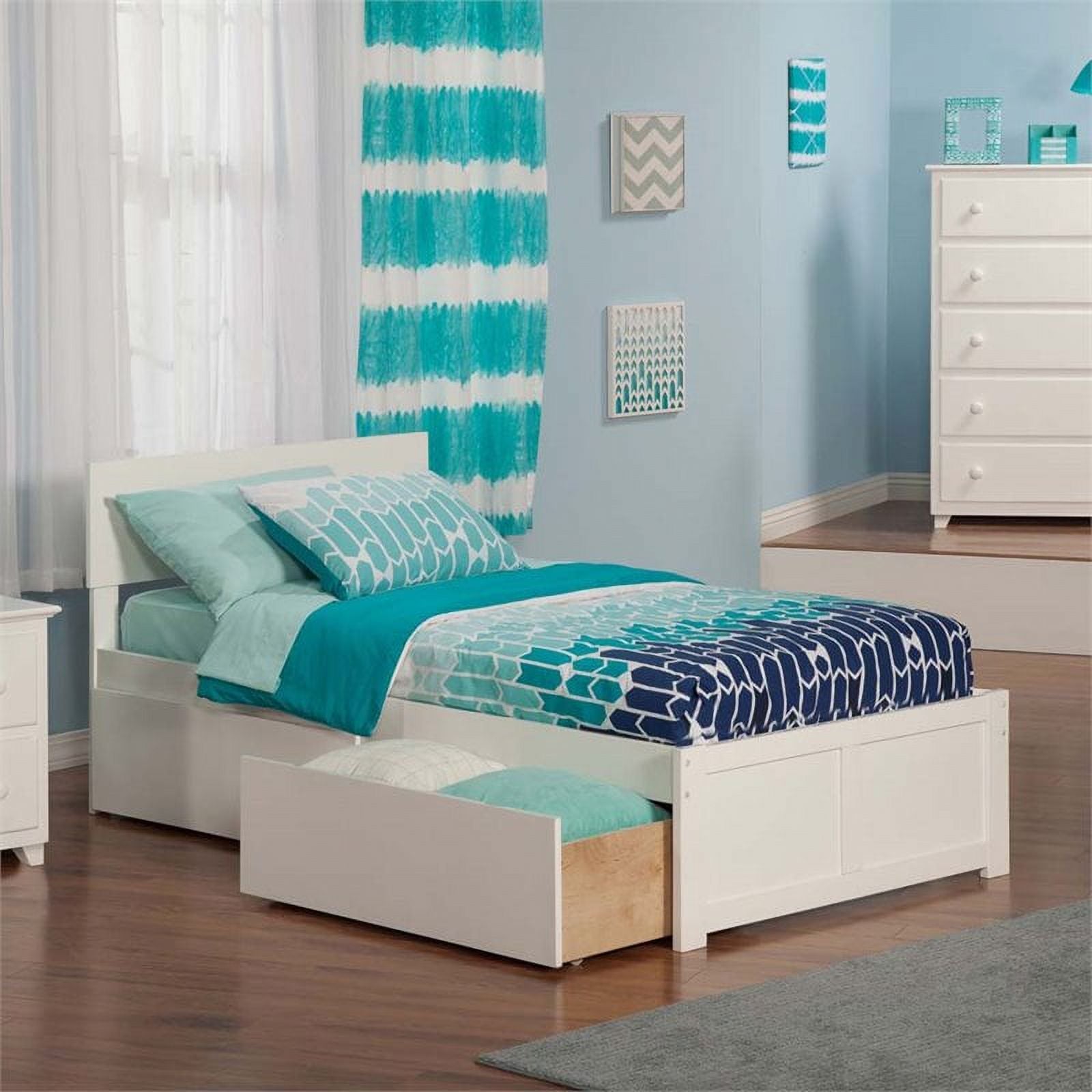 Leo & Lacey Urban Transitional Hardwood Storage Platform Bed, Twin, White