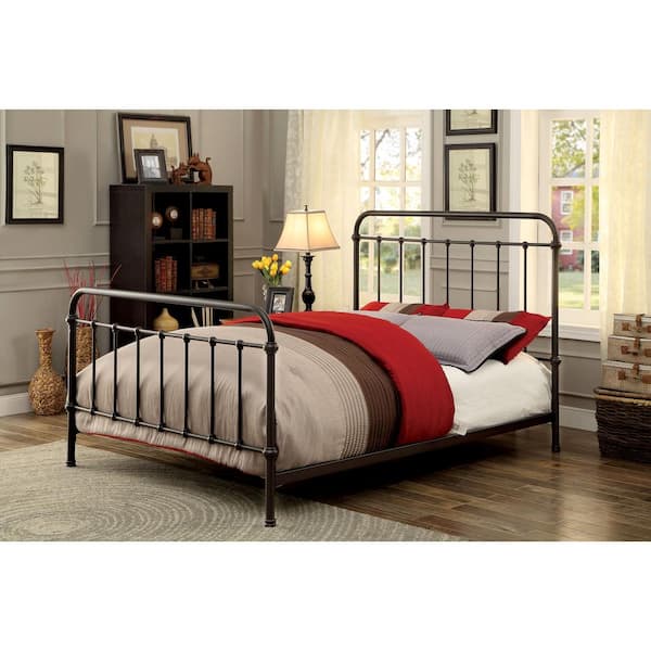 Karminia Dark Bronze California King Metal Panel Bed