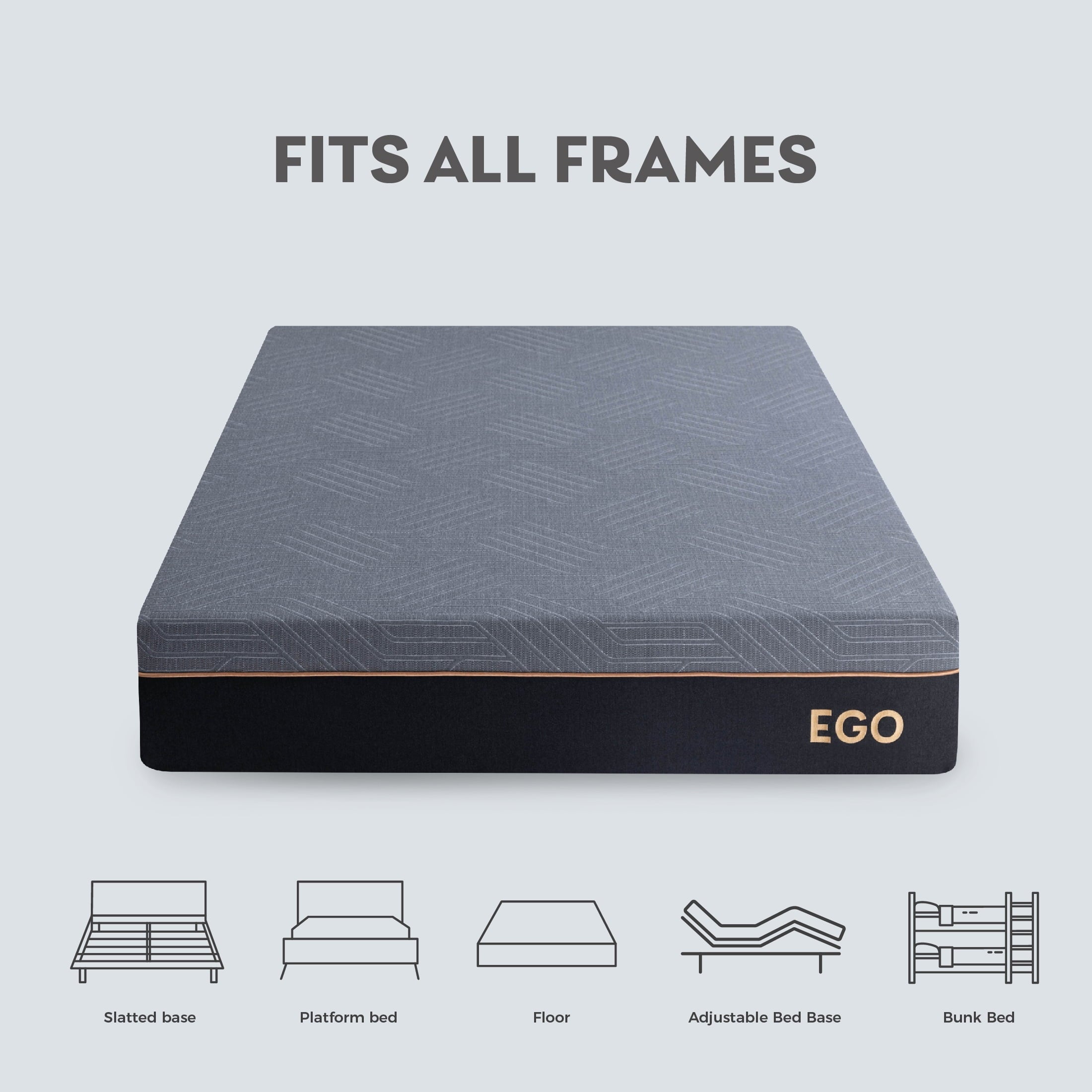 Ego Black 12 inch Queen Mattress in a Box, Cooling Gel Memory Foam Mattress, Medium