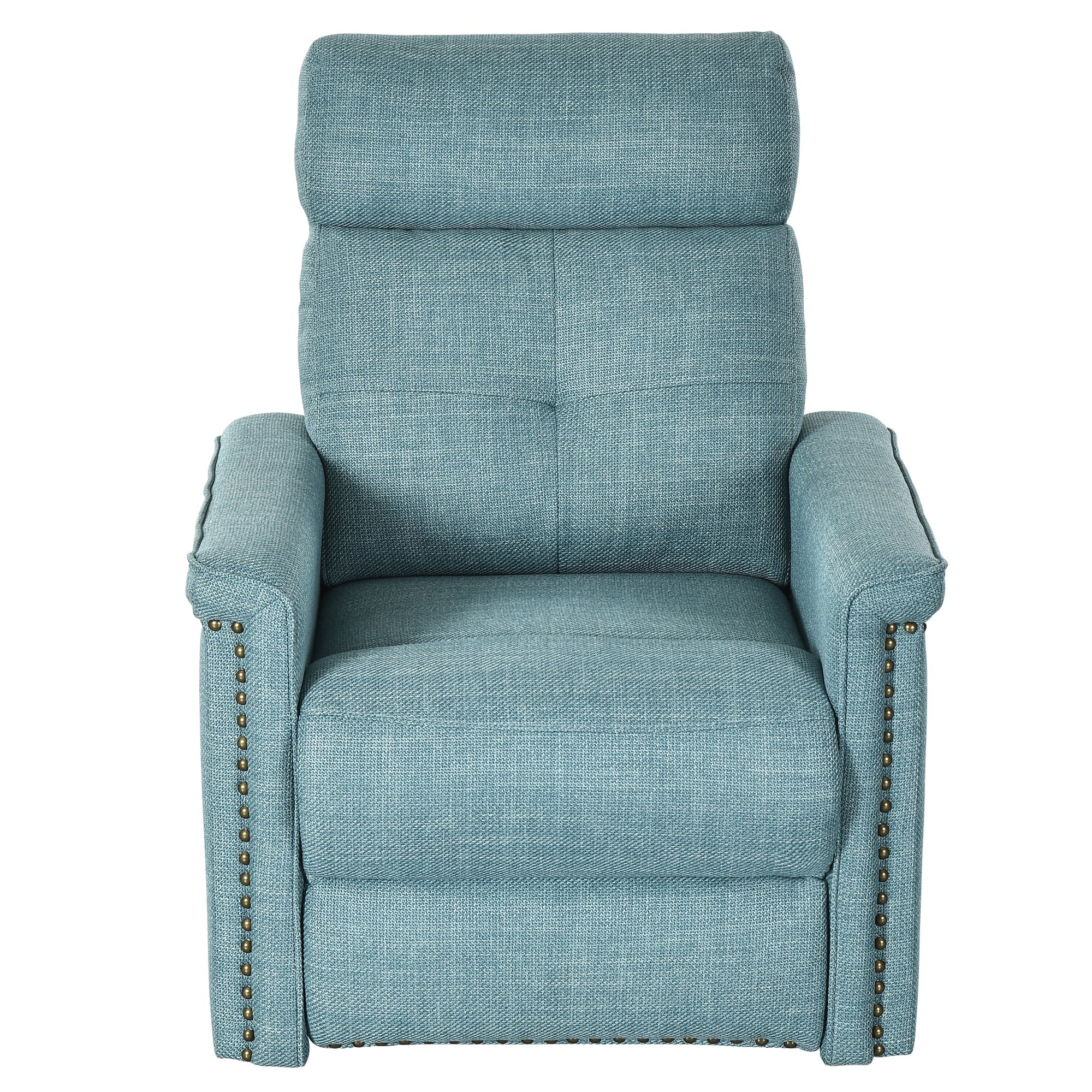 Dextrus Upholstered Recliner Chair Single Sofa Adjustable Home Theater Seating w Studded, Blue A