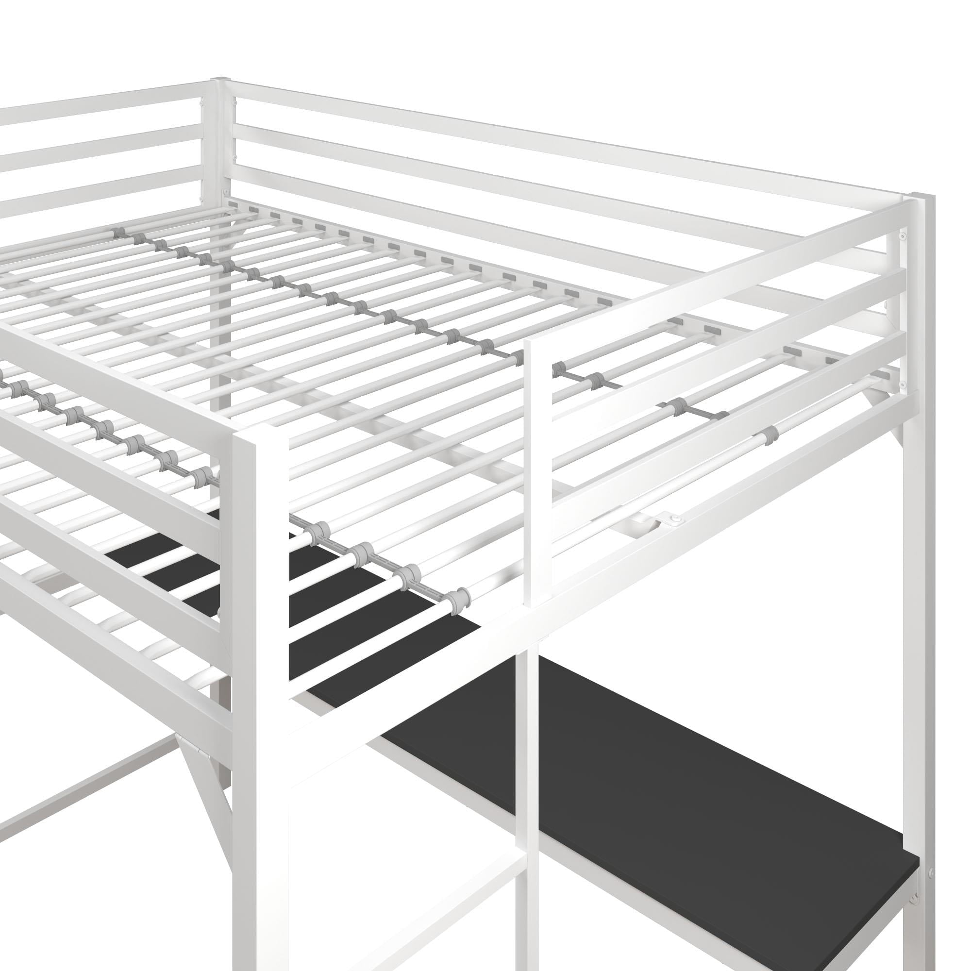 DHP Miles Metal Full Loft Bed with Desk, White