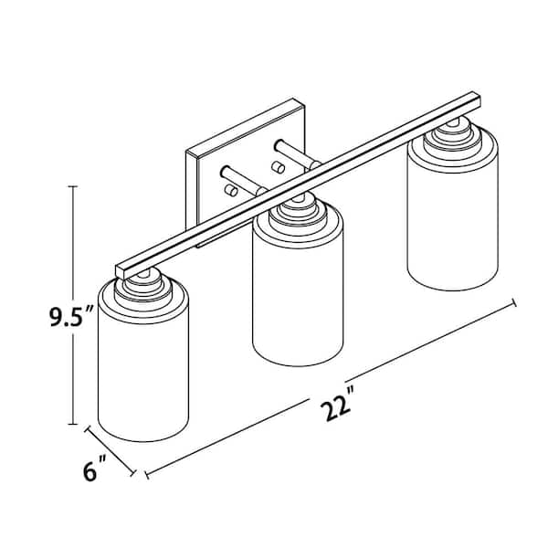 22 in. 3-Light Black Vanity Light with Clear Glass Shade