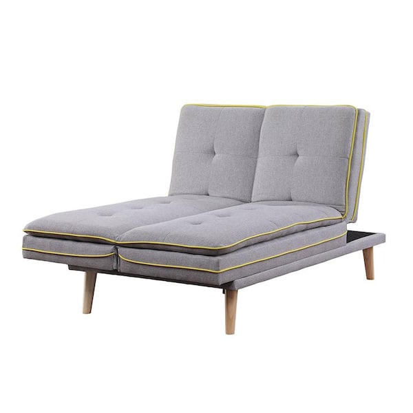 Savilla Gray Linen and Oak Futon Frame