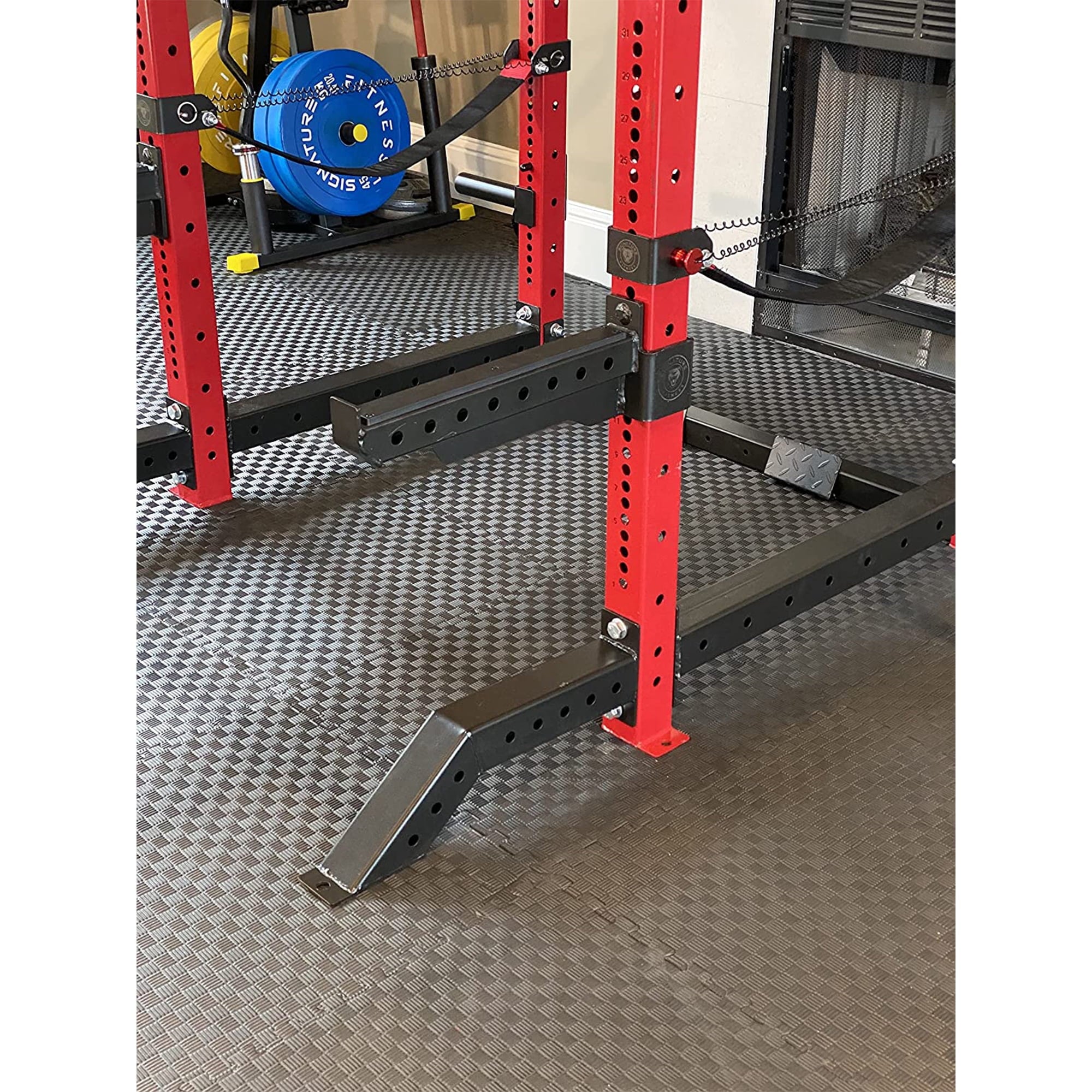 Signature Fitness 1,500 Lb Capacity 3 x 3 Inch Power Cage Squat Rack, Red