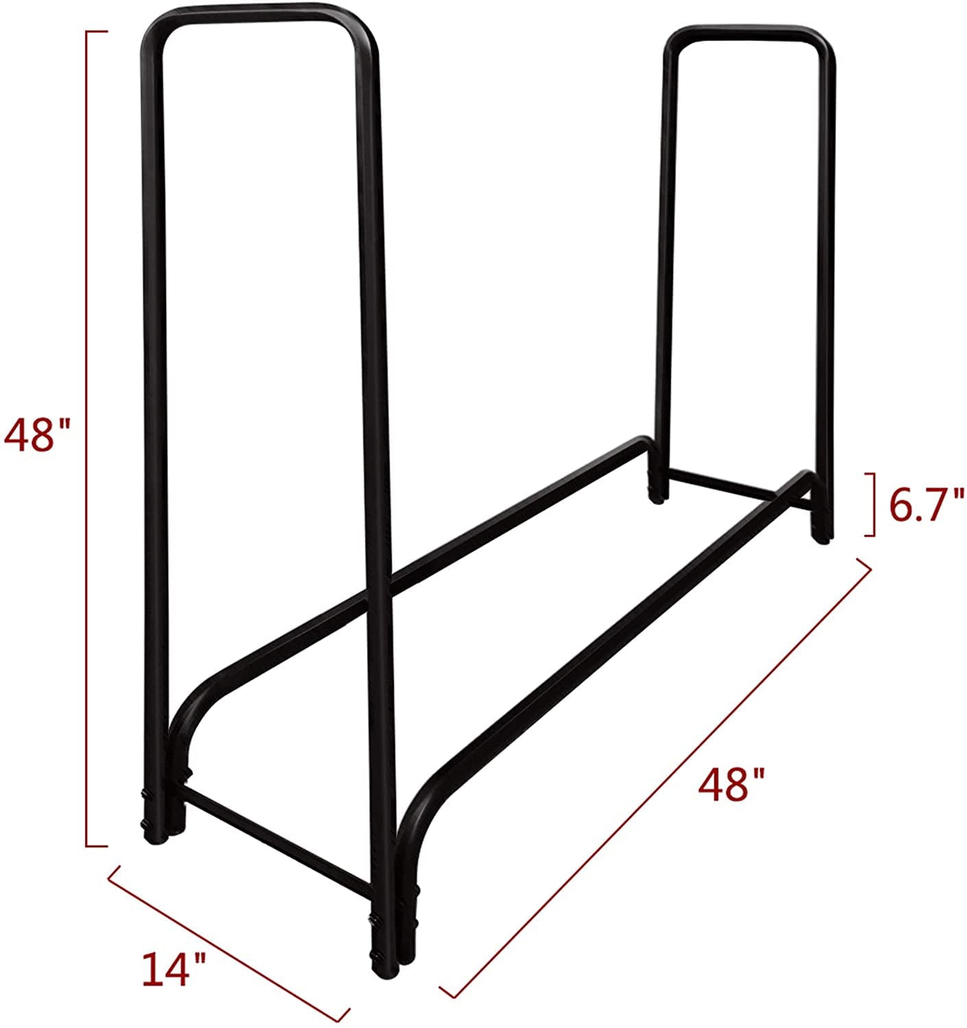Kojem Fire Wood Rack 4 ft for Log Rack Tubular Firewood Pile Lumber Holder Stand Stacking Log Bin Storage Tools Accessories Steel Black Outdoor Indoor Heavy Duty