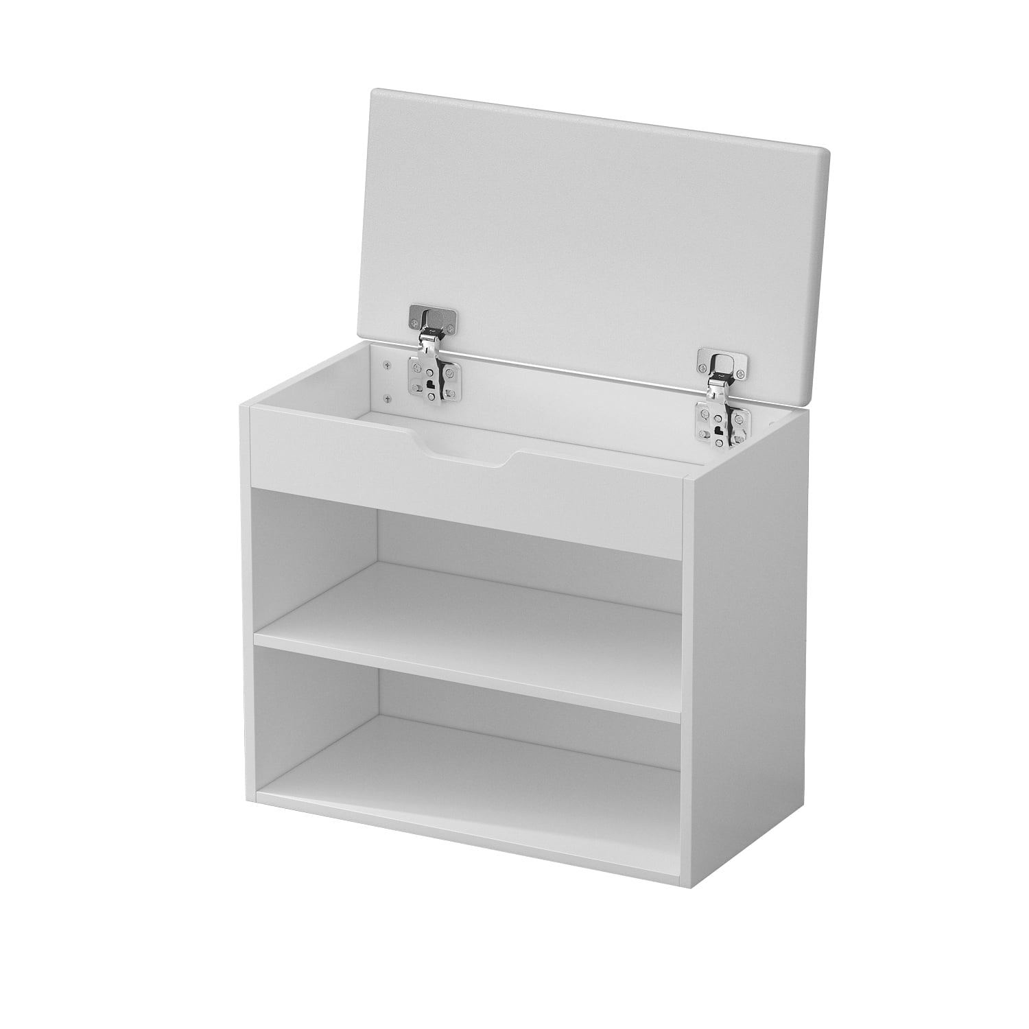 Timechee  Shoe Bench with Storage, 2-Tier Foot Stool Shoe Rack with Soft Cushion Seat, White