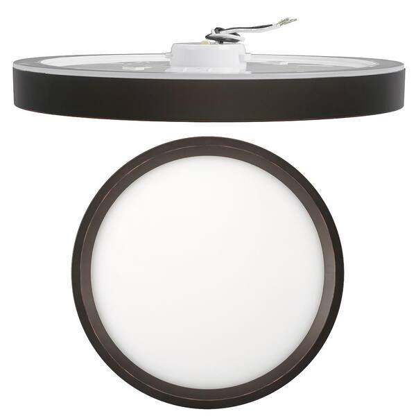 11 in. White, Oil Rubbed Bronze Trims 1000 Lumens LED Flush Mount Ceiling Light Fixture with Night Light Adjustable CCT