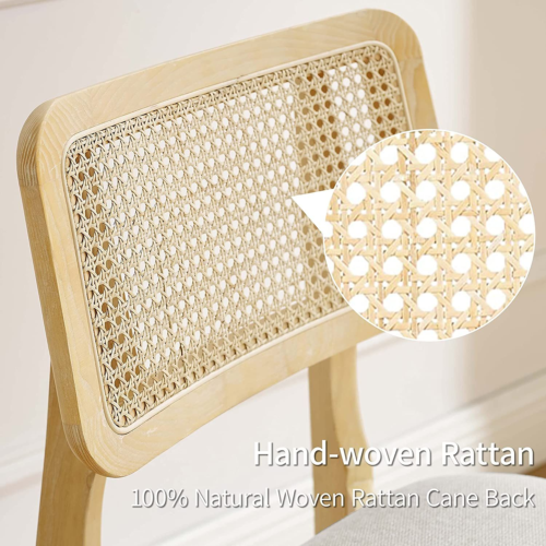 Art Leon Ash Wood Dining Chairs Set of 2-Fabric, Off White + Natural Frame