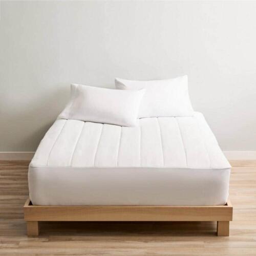 Sunbeam Mattress Pad 80" x 60" Polyester Heated No Pocket Plush White Queen Size