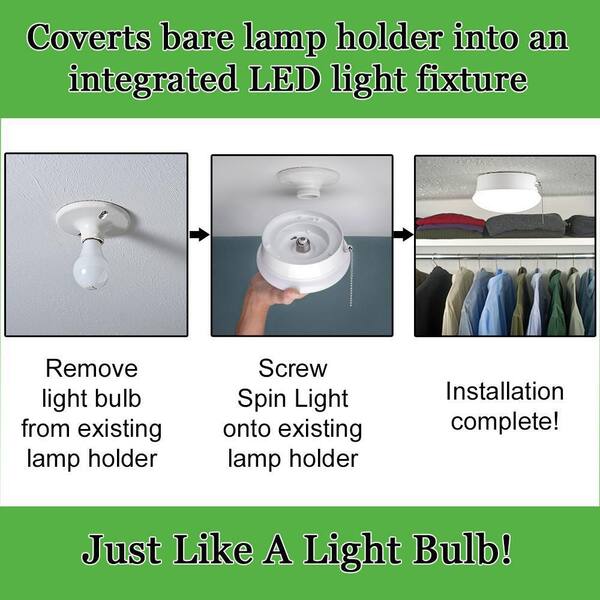 Spin Light 7 in. Closet Light LED Flush Mount with Pull Chain Hallway Lighting Stairway Lighting (4-Pack)