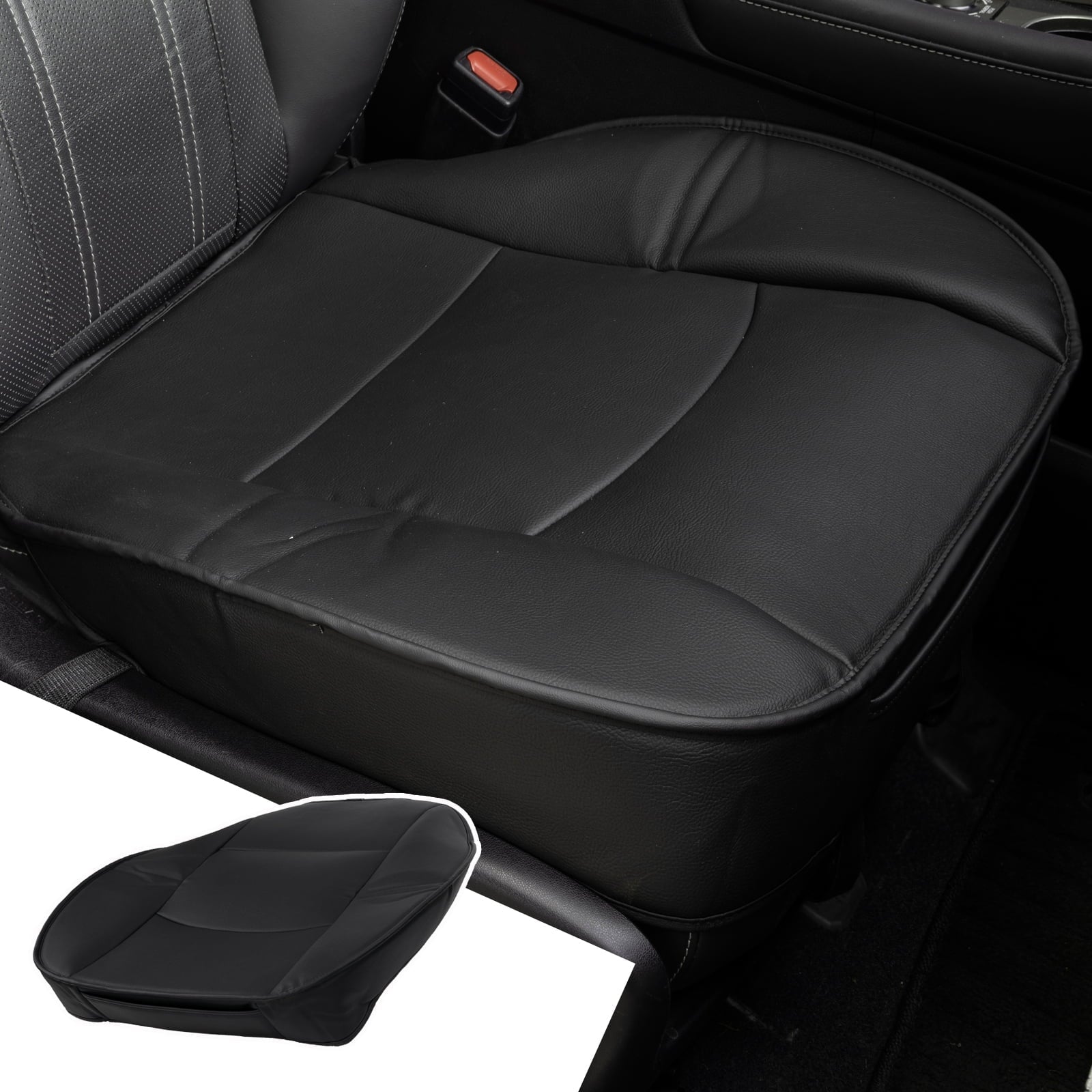 XUKEY Car Seat Cushion Front Cover Winter PU Leather Black Chair Protector Universal Anti-slip Pad Soft