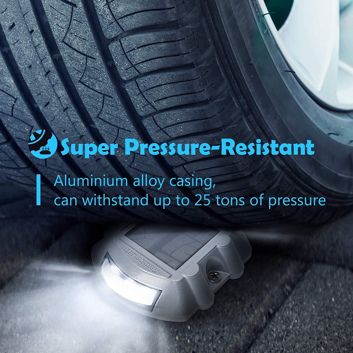 6x Outdoor Waterproof Solar Driveway Marker Lights with Switch Solar Dock Lights LED Deck Lighting Warning Road Studs for Boat Pathway Runway,‎ White