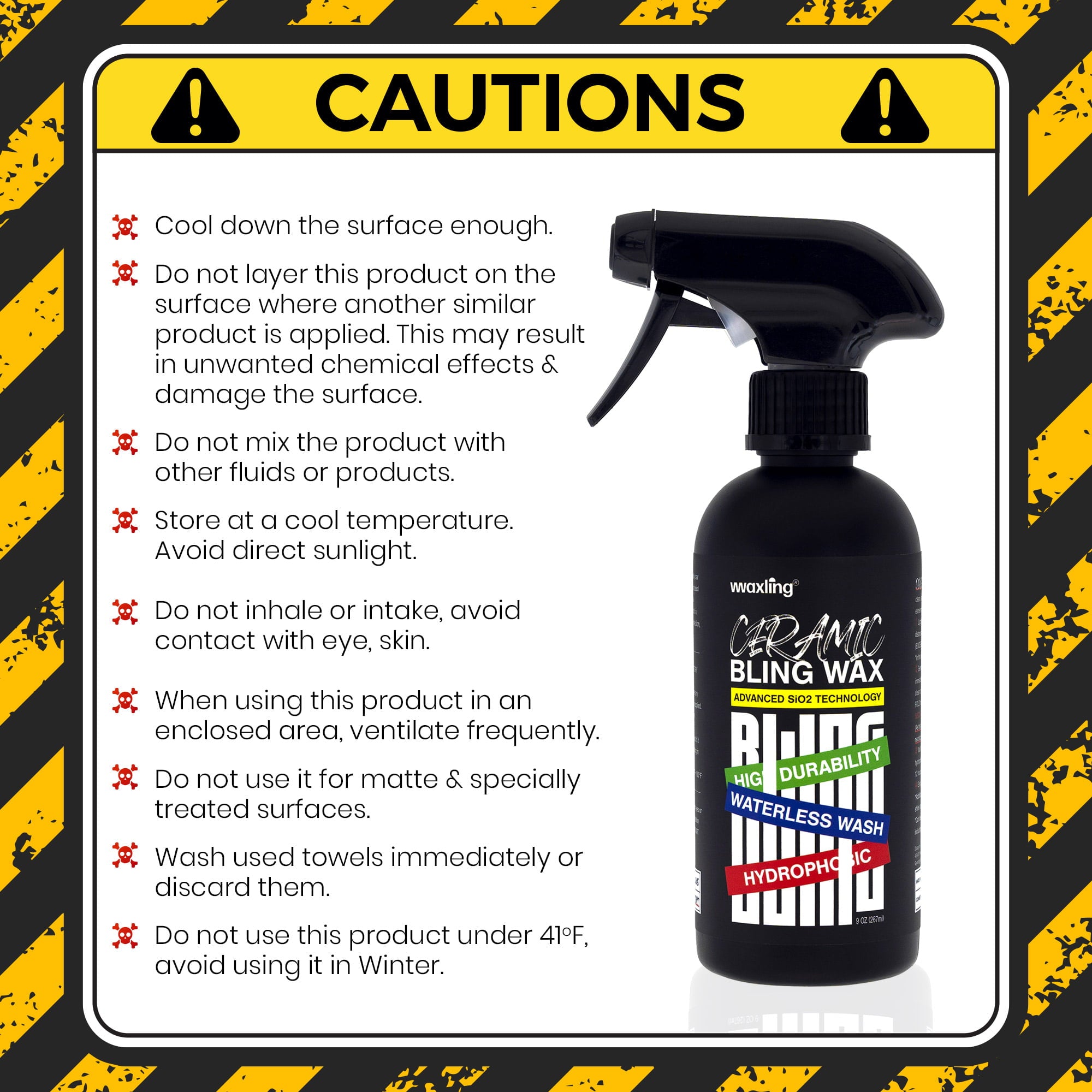 WAXLING Ceramic Bling Wax | Ceramic Coating Car Wax | Waterless Car Wash & Car Wax Polish | Hydrophobic Car Wax Spray for High Durability, Gloss, Slick | Easy & Quick