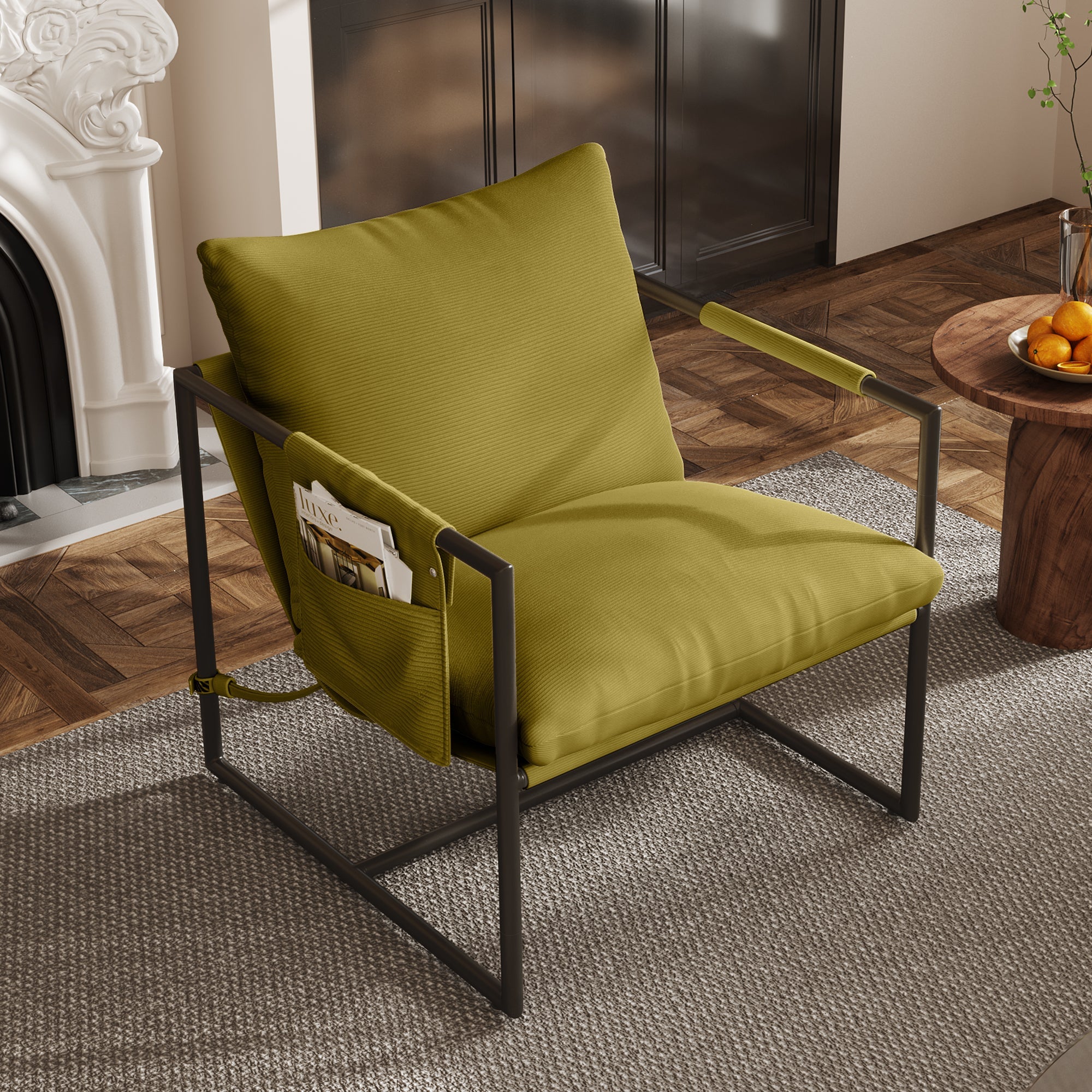 AUSTUFF Sling Accent Chairs for Living Room Storage Bag Chair, Grass green