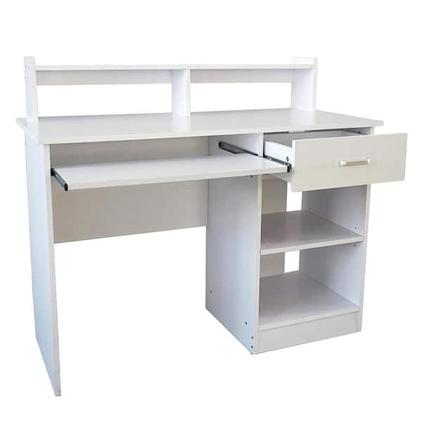 43.3 in. W Retangular White Wood Computer Desk with Drawer
