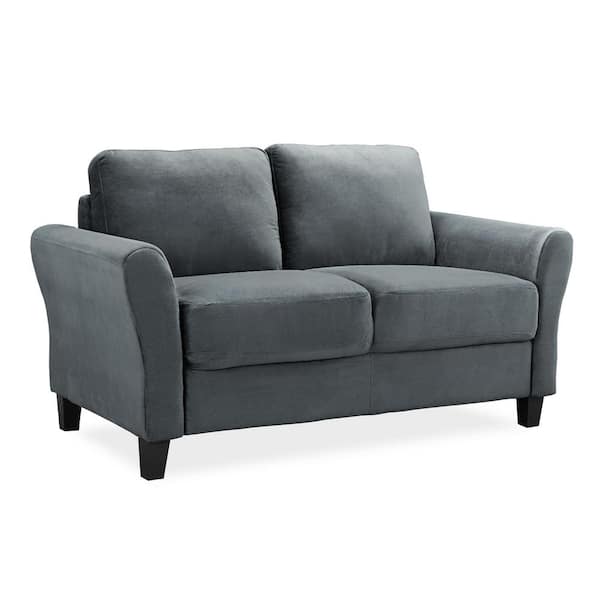 Wesley 31.5 in. Dark Grey Microfiber 2-Seater Loveseat with Round Arms
