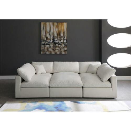Meridian Furniture Plush Standard Cream Velvet Cloud Modular Sectional