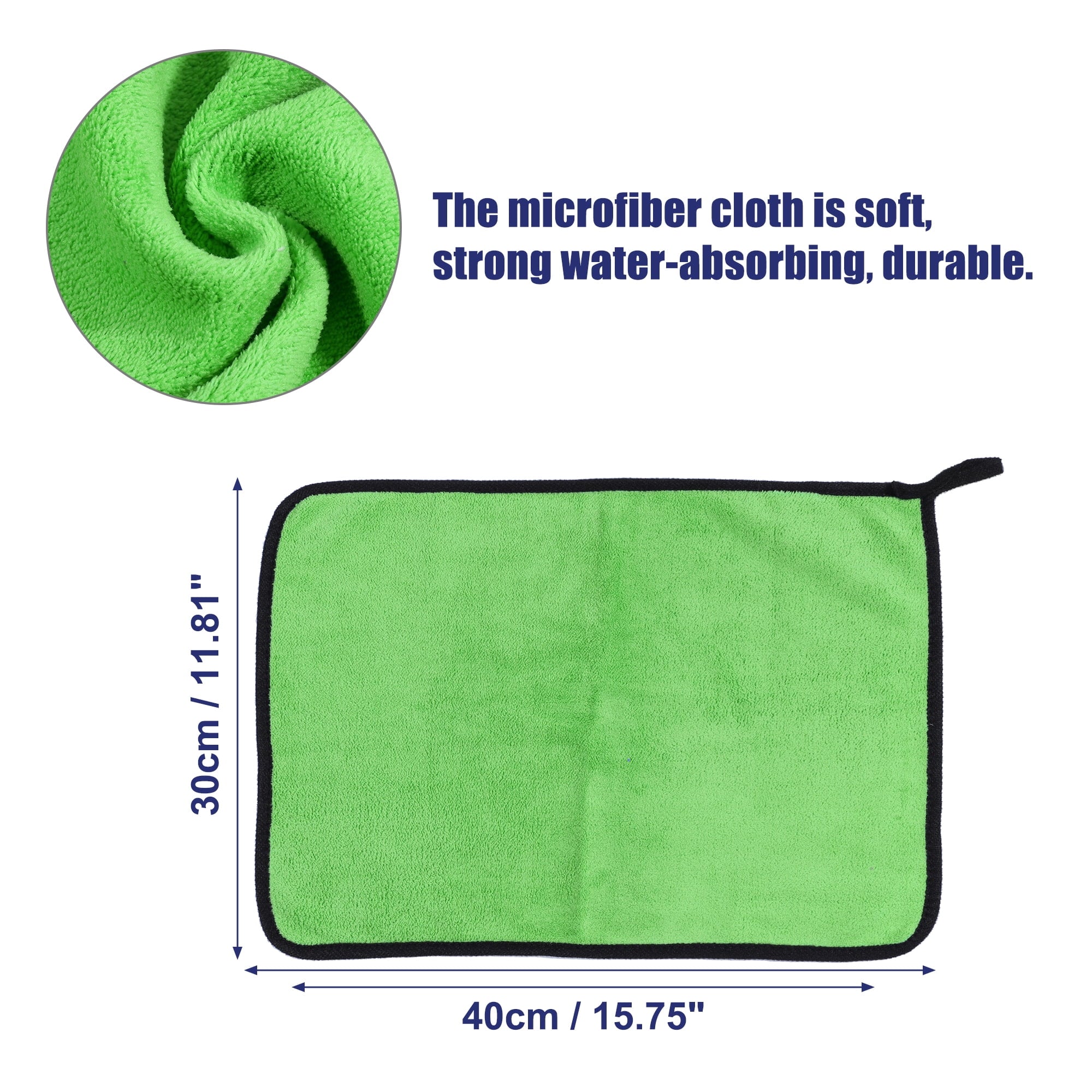 Unique Bargains 4pcs Microfibre Car Drying Towel 30 x 40cm 600GSM Car Drying Cloth Window Cleaner Gray Green