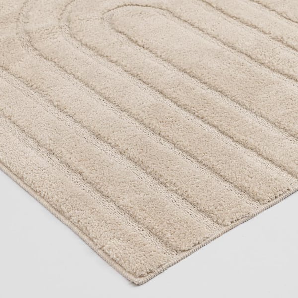 Oathil Cream 6 ft. x 8 ft. Geometric Polyester Area Rug