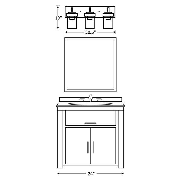 21.5 in. 3-Light Brushed Nickel Vanity Light with Clear Glass Shade