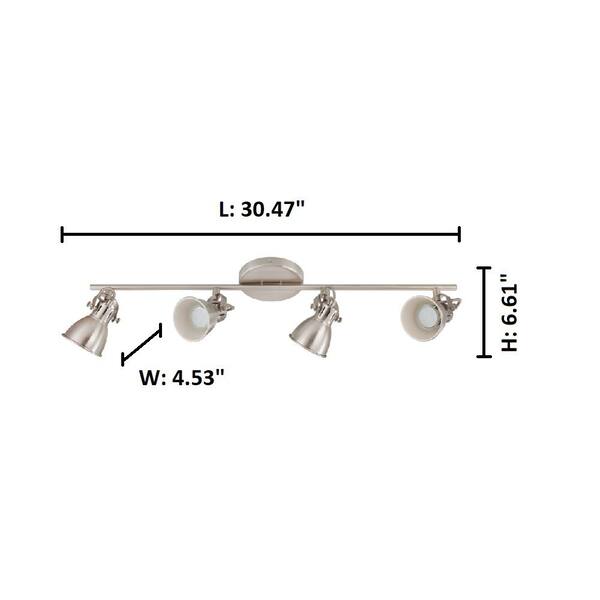 Seras-3 2.5 ft. 4-Light Matte Nickel Fixed Track Lighting Kit