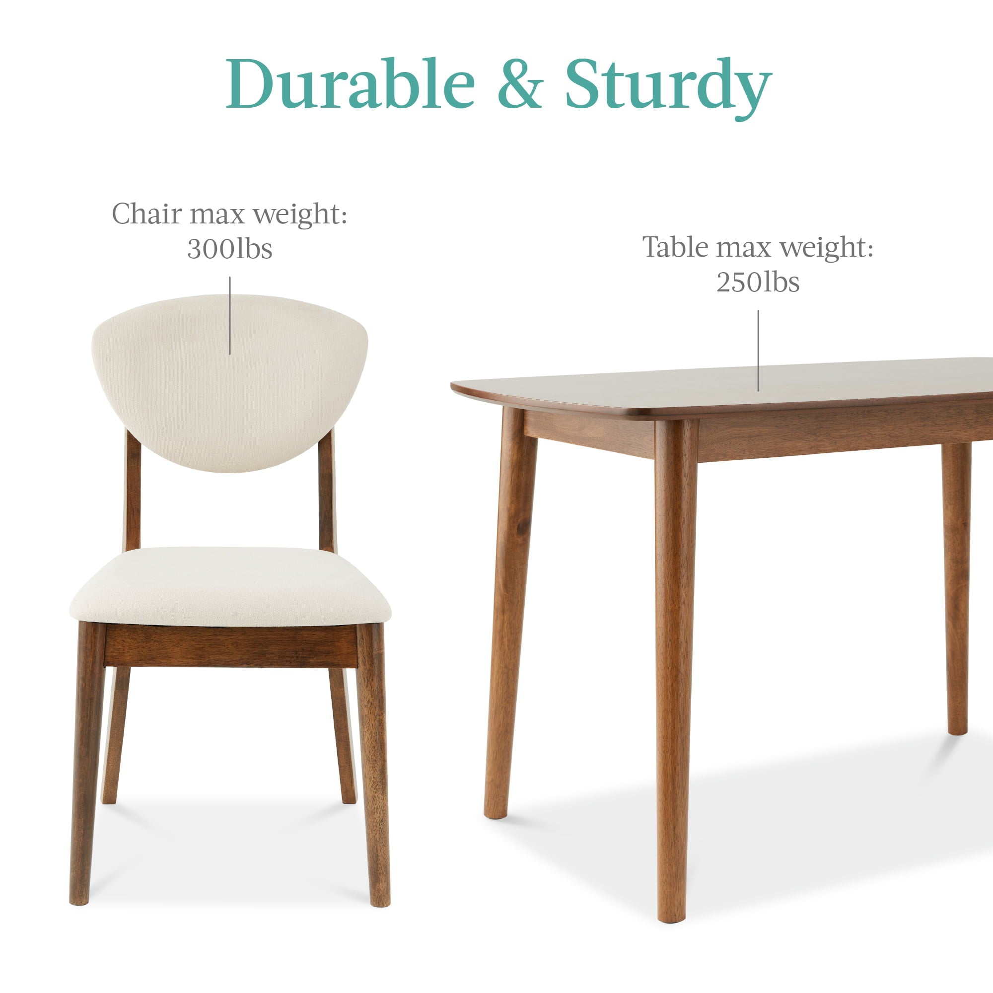 Best Choice Products 5-Piece Compact Wooden Mid-Century Modern Dining Set w/ 4 Chairs, Padded Seat & Back - Brown/White