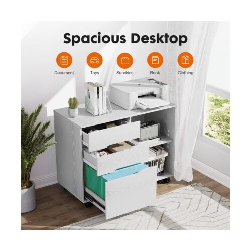 Sweetcrispy Filing Cabinet, 3-Drawer File Cabinet for Home Office, Mobile Lat...