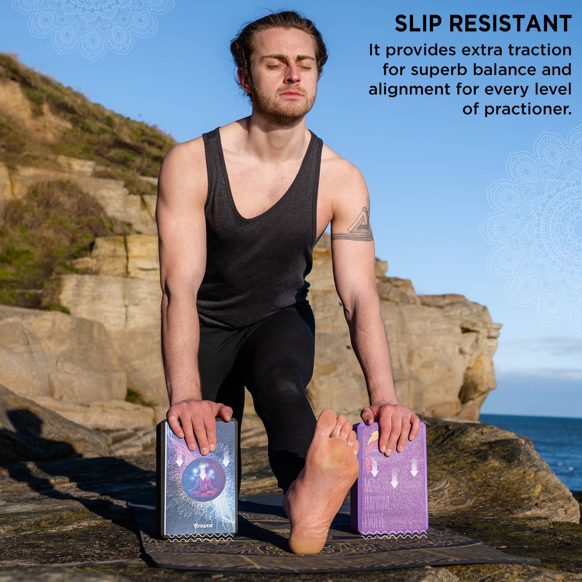 RDX 2 Pack Yoga Block, Non-Slip High-Density Eva Foam, Easy Grip Surface for Stability Strength Training D12 (23x15x9.8CM)