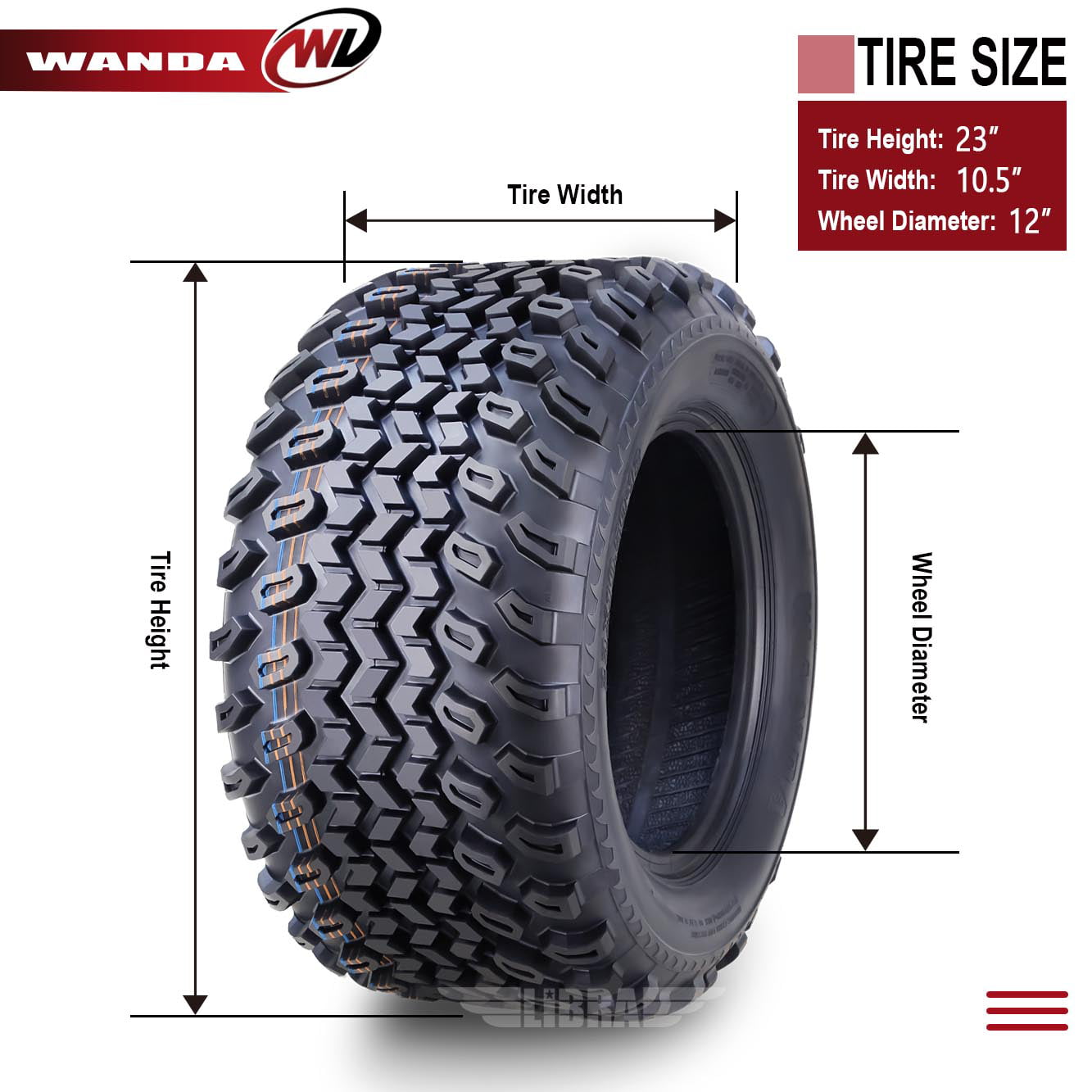 WANDA 23X10.5-12 Golf Cart ATV Tires 4 Ply 23x10.5x12 10143
